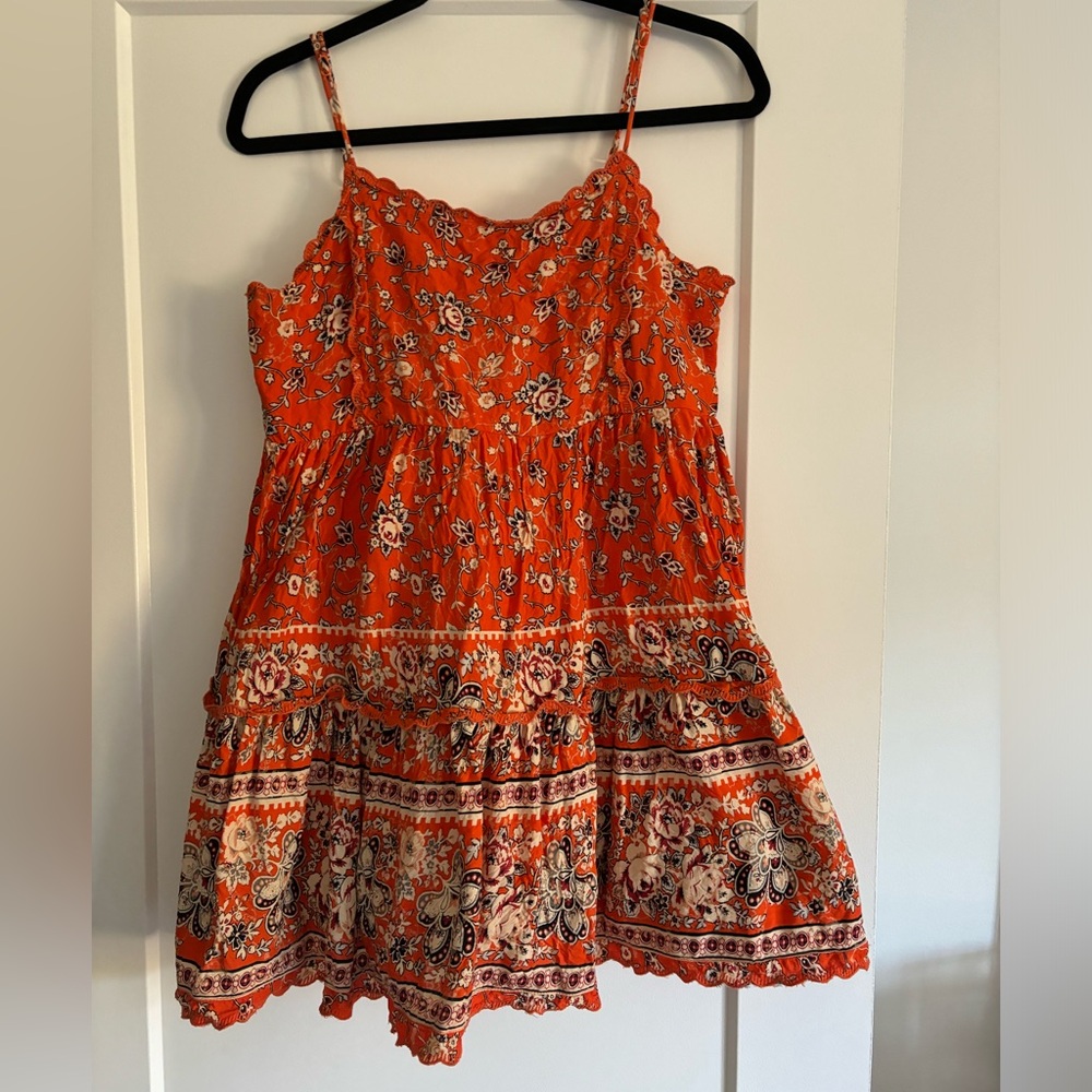 Urbana Outfitters Orange Floral Baby Doll Dress